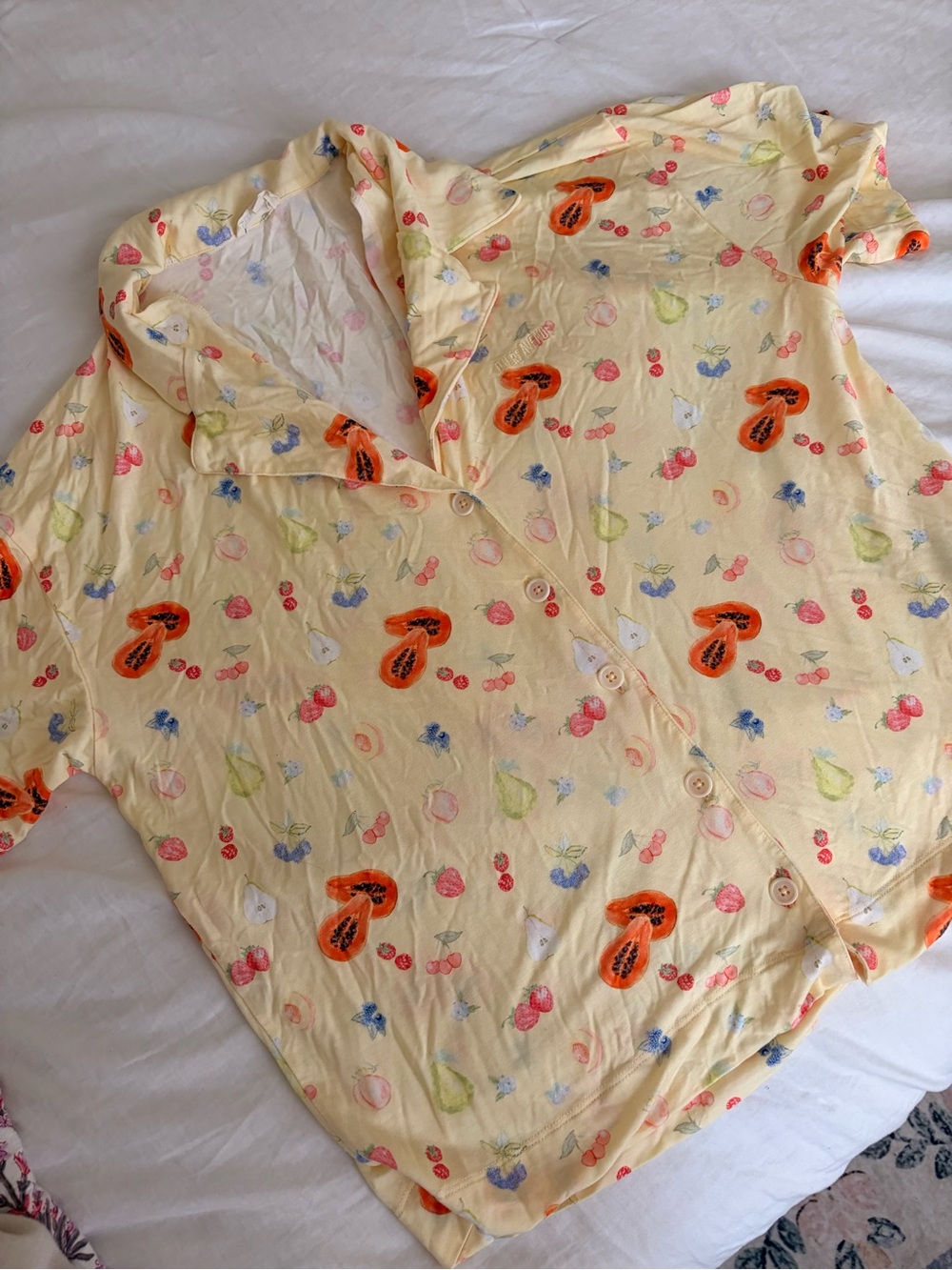 Djerf Avenue Yellow Fruit-Print Button Shirt
